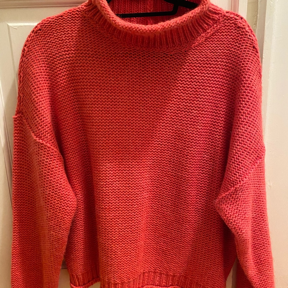 Anthropologie Lottie Textured Sweater Coral